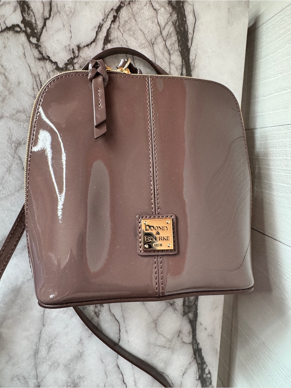 Dooney & Bourke Brown Patent Crossbody Purse